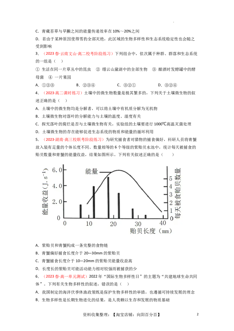 专题14生态系统与生态系统保护（原卷版）_新高考复习资料_2024年新高考复习资料_一轮复习资料_完备战2024年高考生物一轮复习重难点突破讲解与训练（新教材）