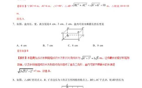 17.1勾股定理-八年级数学人教版（下册）（解析版）_初中全科电子版试卷练习试题_数学_8下初中人教版数学练习、试卷_人教数学八年级下课时练习（070份）