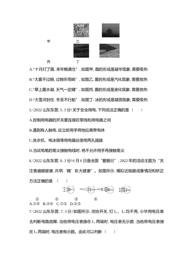 2022东营物理试卷+答案+解析(word整理版)_山东历年中考真题_山东省历年中考真题2013~2024_初中物理历年真题（2013-2024）