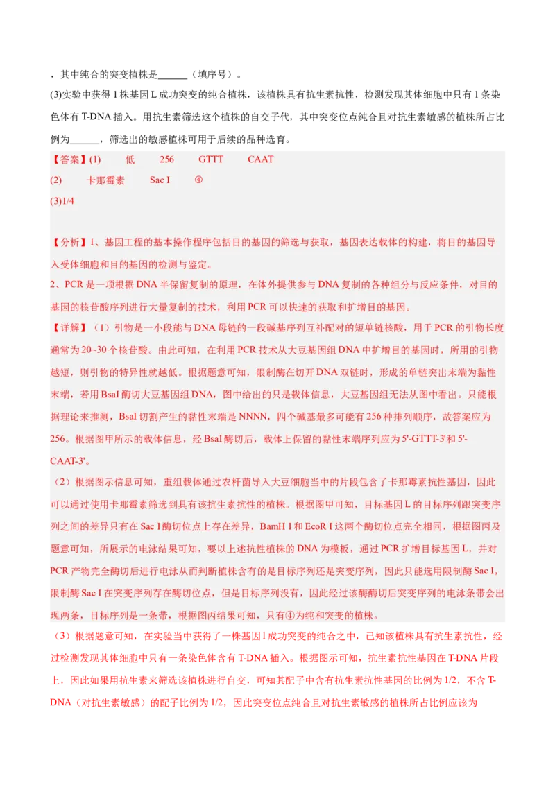 专题20非选择专题（5大题型）（解析版）_2025年新高考资料_一轮复习_备战2025年高考生物一轮复习题型全覆盖（新高考通用）
