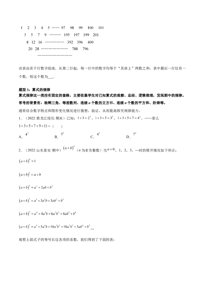 专题07探究与表达规律（八大题型）专项讲练（原卷版）_初中全科电子版试卷练习试题_数学_7上初中人教版数学练习、试卷24新版已更新_人教数学七年级上专项练习（016份）