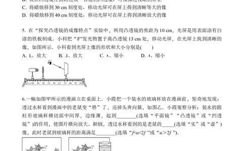 专题07凸透镜成像规律的分析（原卷版）八年级物理上学期期末复习重难点专题（人教版）_初中全科电子版试卷练习试题_物理_8年级上册物理试题