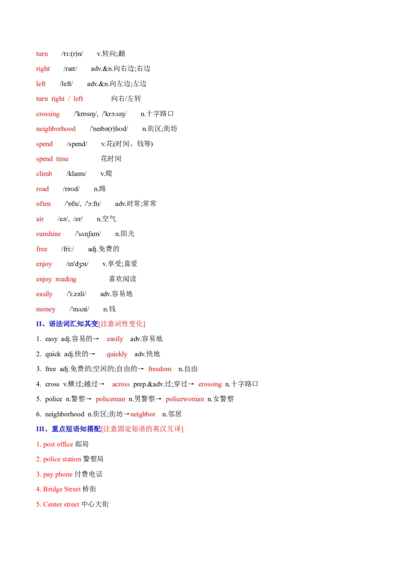 Unit8Isthereapostofficenearhere-七年级英语下册同步必背知识清单（人教版）_初中全科电子版试卷练习试题_英语_7年级下册-初中人教版英语_人教英语七年级下知识总结（012份）