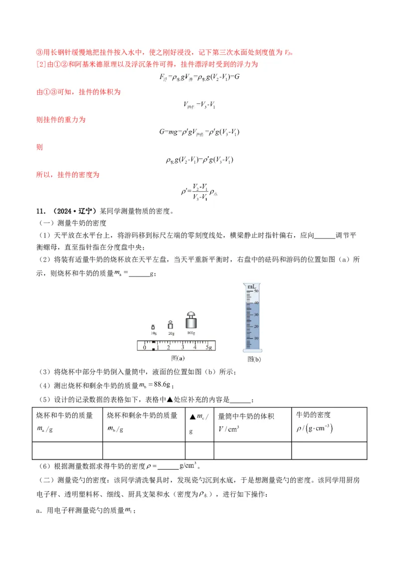 题型02特殊方法测密度-备战2025年中考物理真题题源解密（全国通用）（解析版）_8、物理总复习_2025年中考复习资料_备战2025年中考物理真题题源讲义（全国通用）