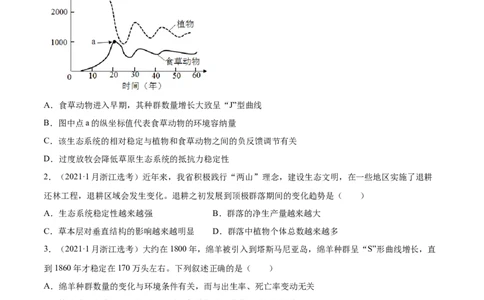 专题16种群、群落-2021年高考真题和模拟题生物分项汇编（原卷版）_新高考复习资料_2022年新高考复习资料_2021年高考真题和模拟题生物分项汇编7.30更新