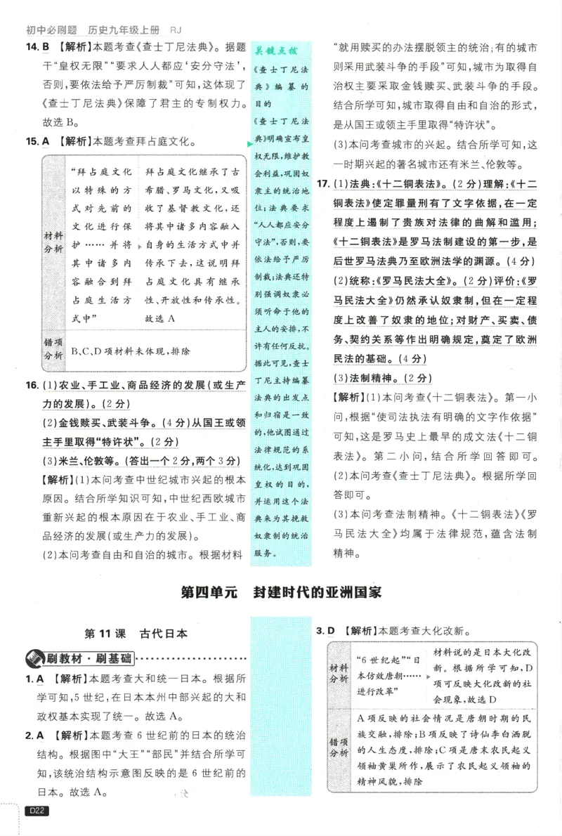 2025版《初中必刷题》历史RJ9上-批注式详答与详析_初中全科电子版试卷练习试题_25初中必刷题_2025版《初中必刷题》历史RJ9上