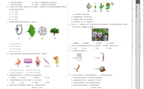 七年级生物期末模拟卷（考试版A3）测试范围：人教版2024七上全册（）_初中全科电子版试卷练习试题_生物_生物人教版7上练习&mdash;24新版已更新_人教生物7年级上期末试卷11份