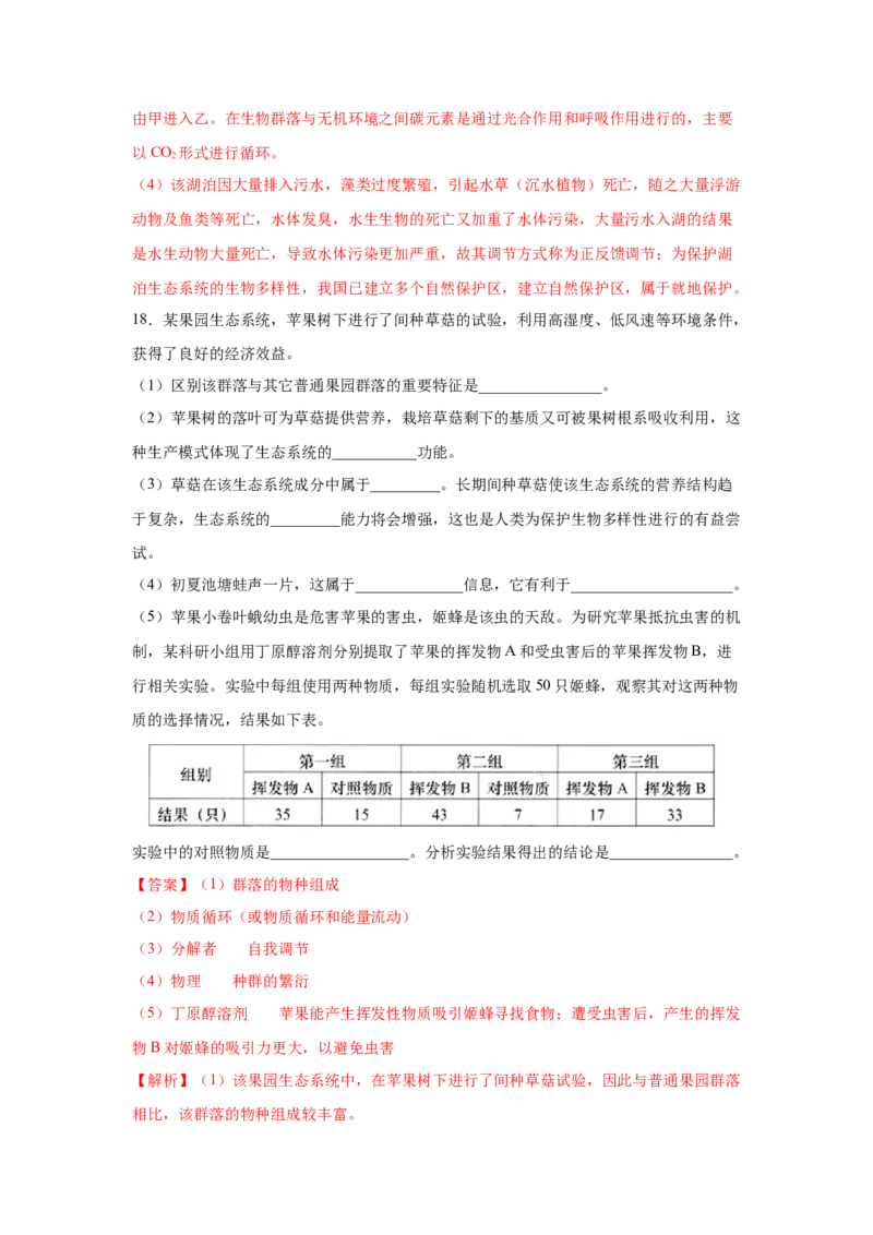 专题30生态系统的物质循环与信息传递（教师版）_新高考复习资料_2023年新高考复习资料_二轮复习_增分要点2023高考生物二轮复习专题解读和分层训练291073137
