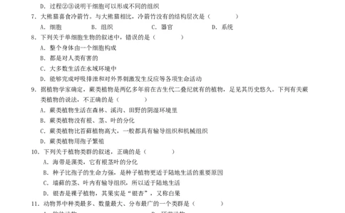七年级生物期末模拟卷01（考试版A4）测试范围：上册全册（人教版2024）_初中全科电子版试卷练习试题_生物_生物人教版7上练习&mdash;24新版已更新_人教生物7年级上期末试卷11份