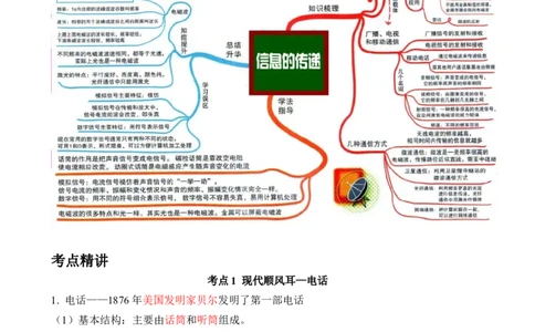 第19讲&mdash;信息的传递（思维导图+考点精讲+例题精析）&mdash;2023年中考物理一轮复习讲练测（原卷版）_8、物理总复习_8.中考物理总复习_2023年中考复习资料_一轮复习