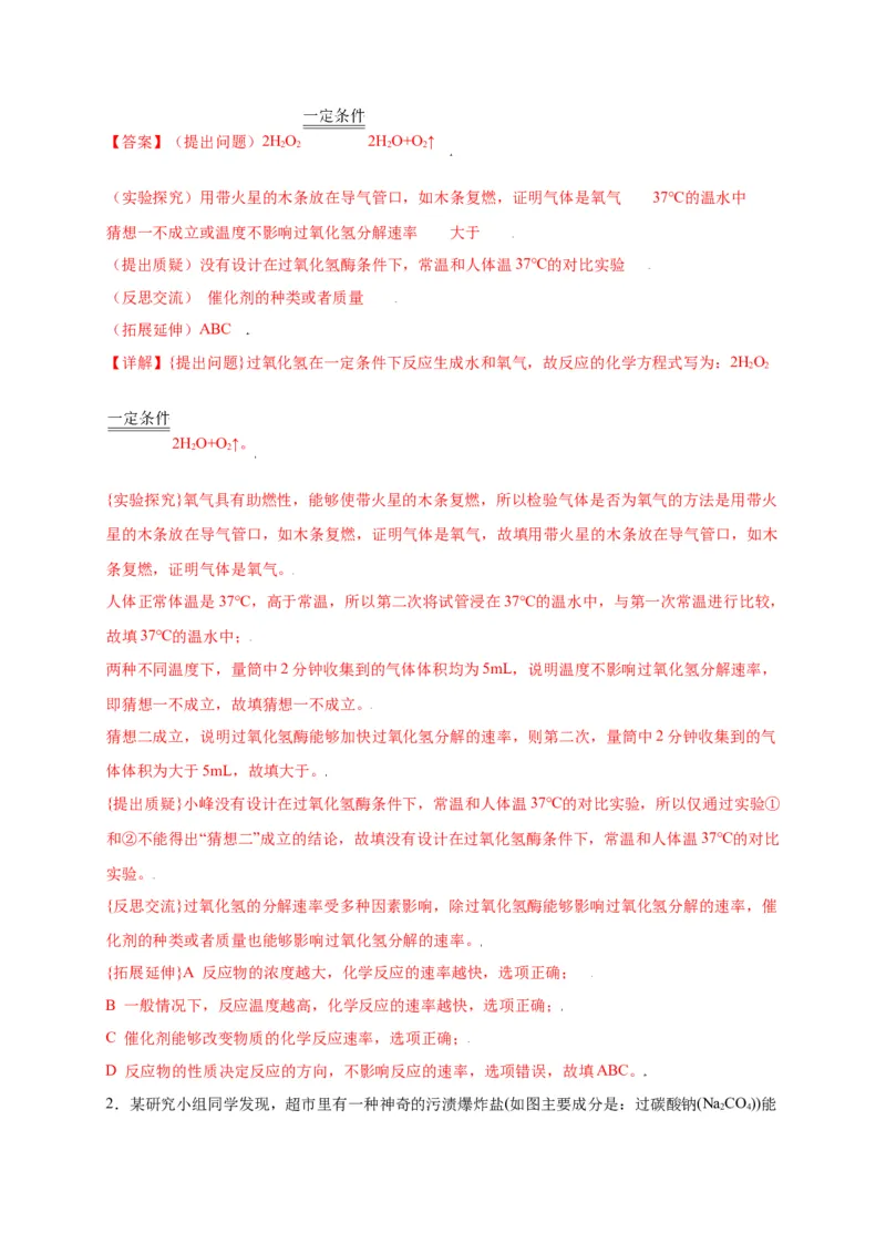 专练06（精选探究10题）（解析版）_初中全科电子版试卷练习试题_化学_9年级上下册化学试题_9年级上试题_人教化学九年级上专项练习（022份）