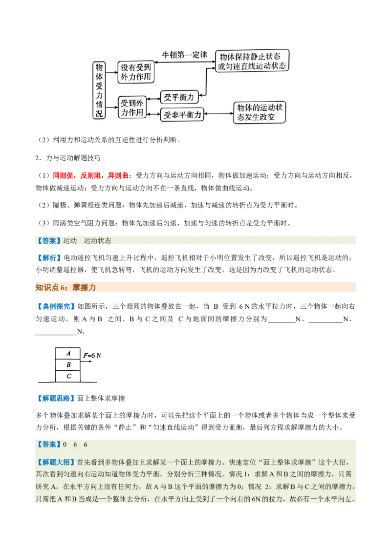通关05运动和力-备战2024年中考物理抢分秘籍（全国通用）（原卷版）_8、物理总复习_2024年中考复习资料_三轮复习_备战2024年中考物理抢分秘籍（全国通用）_第三部分考前抢分通关
