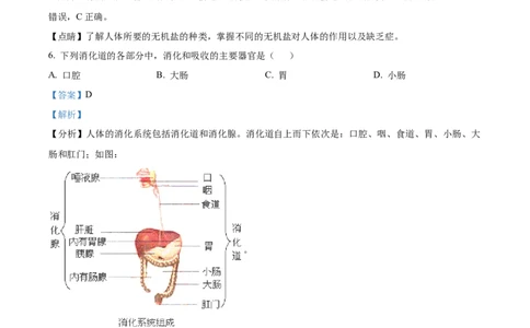 2七年级下学期期中生物试题（解析版）_初中全科电子版试卷练习试题_生物_生物人教版7下练习_人教生物7年级下期中试卷07份