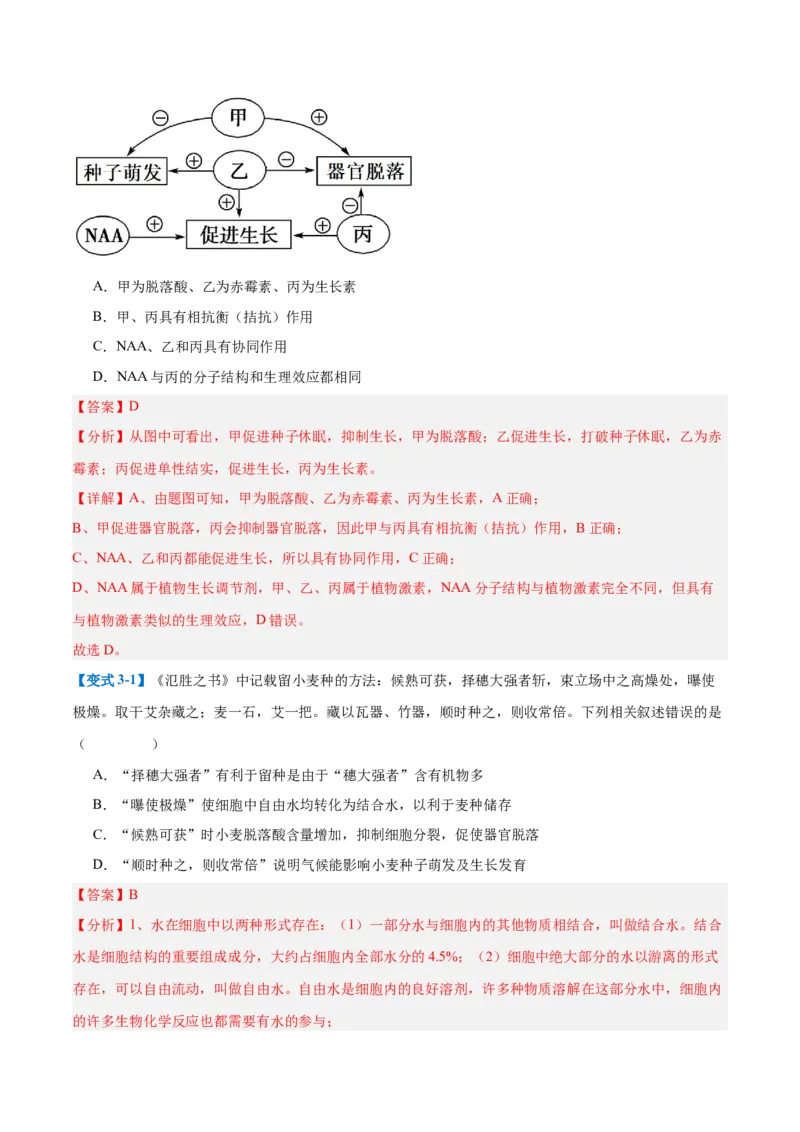 专题15植物生长调节（6大题型）（解析版）_2025年新高考资料_一轮复习_备战2025年高考生物一轮复习题型全覆盖（新高考通用）