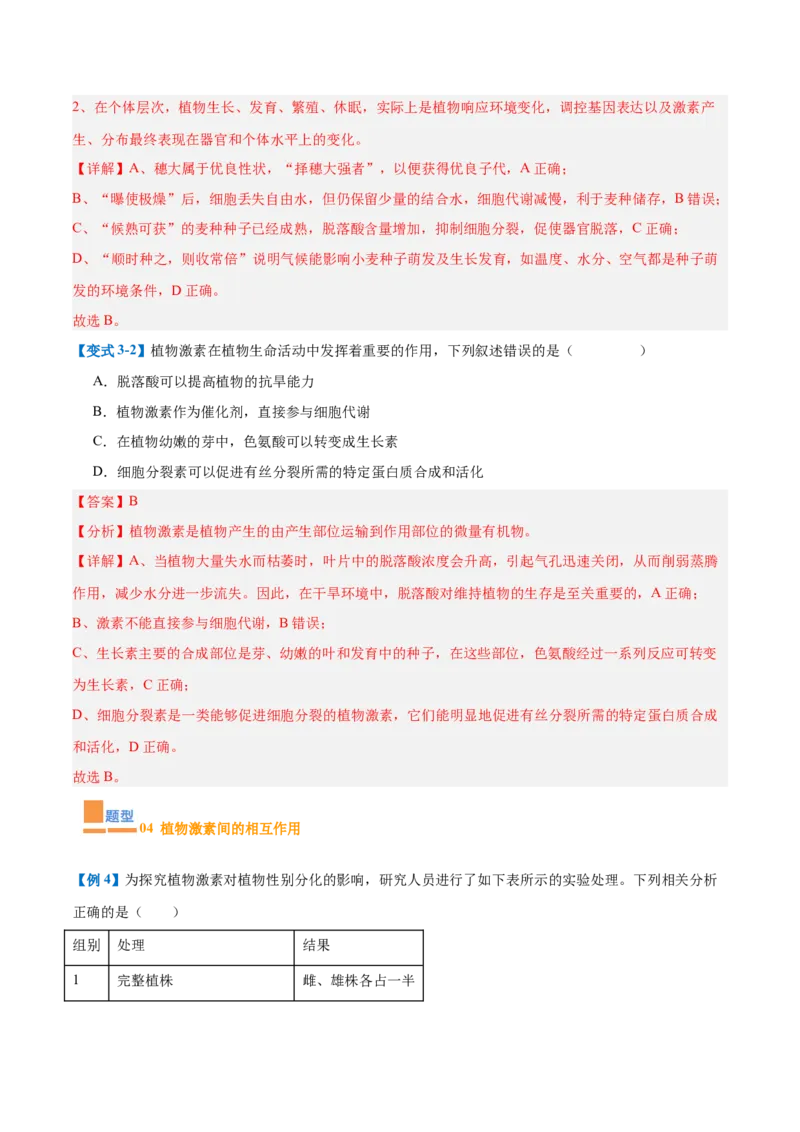 专题15植物生长调节（6大题型）（解析版）_2025年新高考资料_一轮复习_备战2025年高考生物一轮复习题型全覆盖（新高考通用）