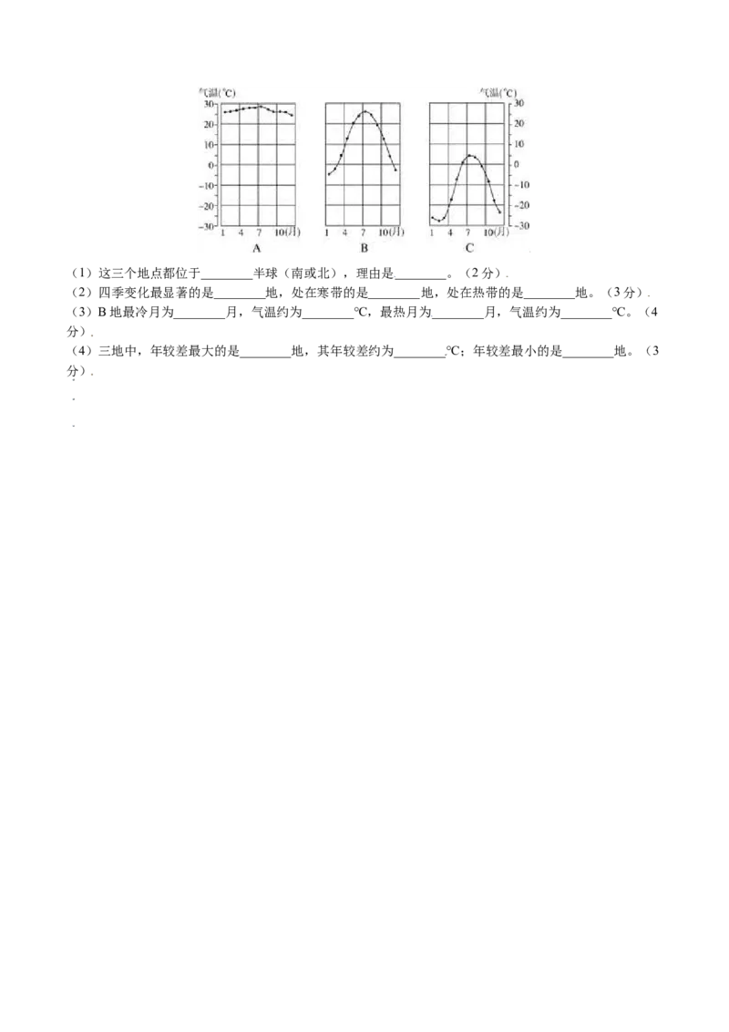 3.2气温的变化与分布-七年级地理上册课后培优练（人教版）（原卷版）_初中全科电子版试卷练习试题_地理_人教地理7上试题试卷_人教地理7年级上课时练习28份_第2套课时练习