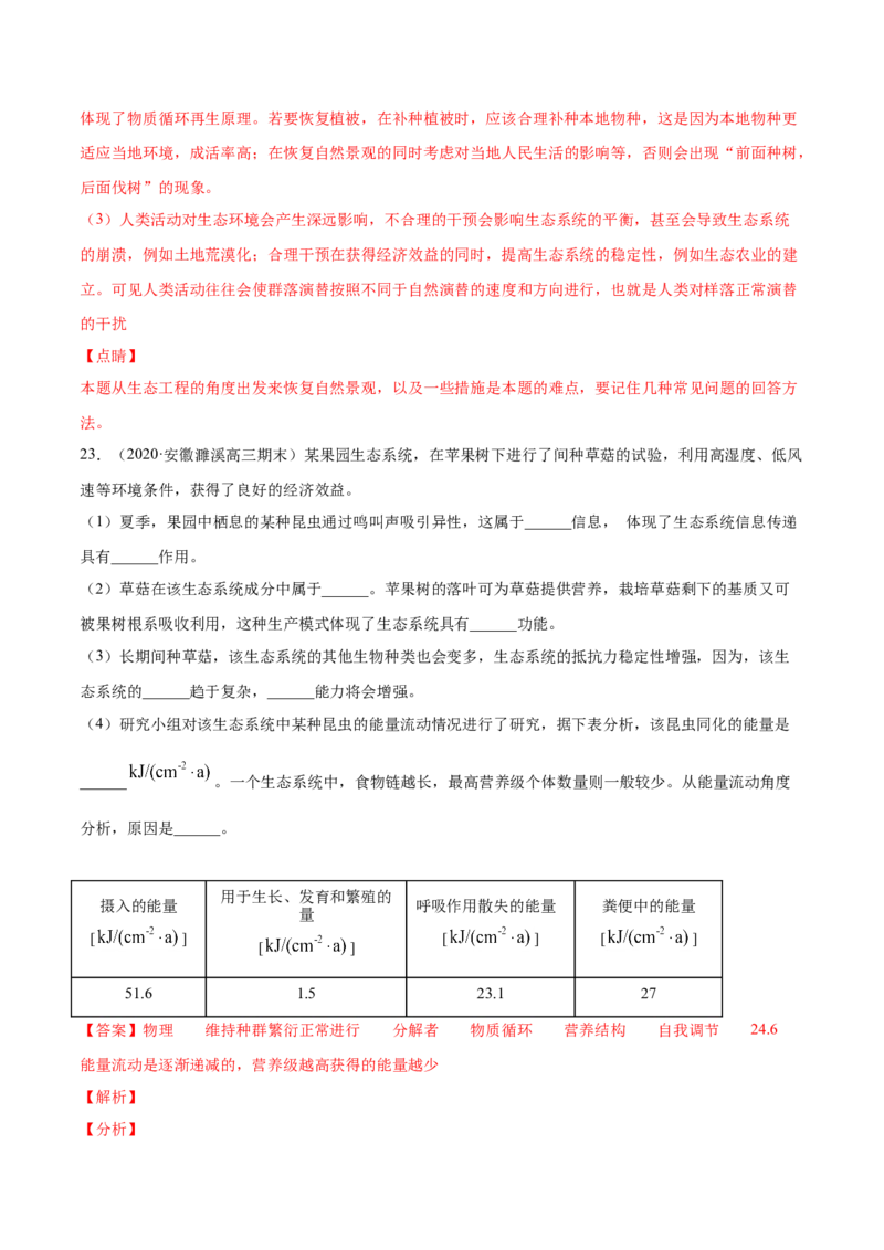 专题17生态系统与环境保护-2021年高考真题和模拟题生物分项汇编（解析版）_新高考复习资料_2022年新高考复习资料_2021年高考真题和模拟题生物分项汇编7.30更新