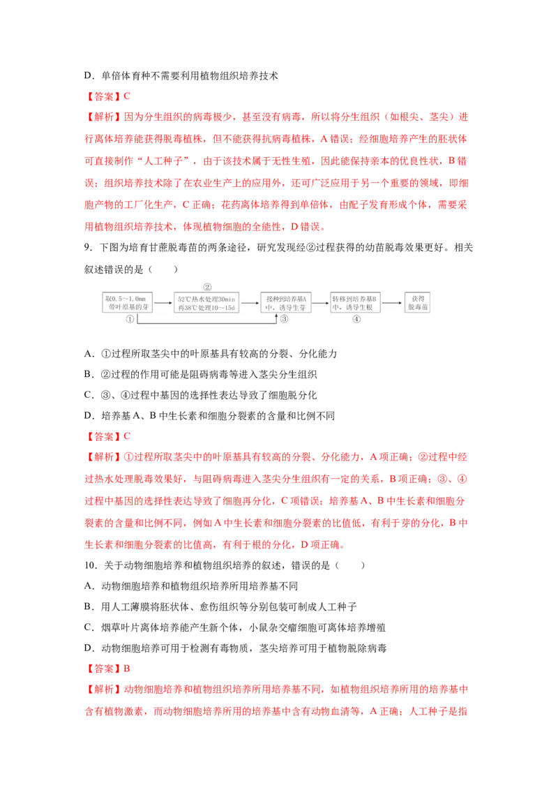 专题36细胞工程（教师版）_新高考复习资料_2023年新高考复习资料_二轮复习_增分要点2023高考生物二轮复习专题解读和分层训练291073137_专题36细胞工程