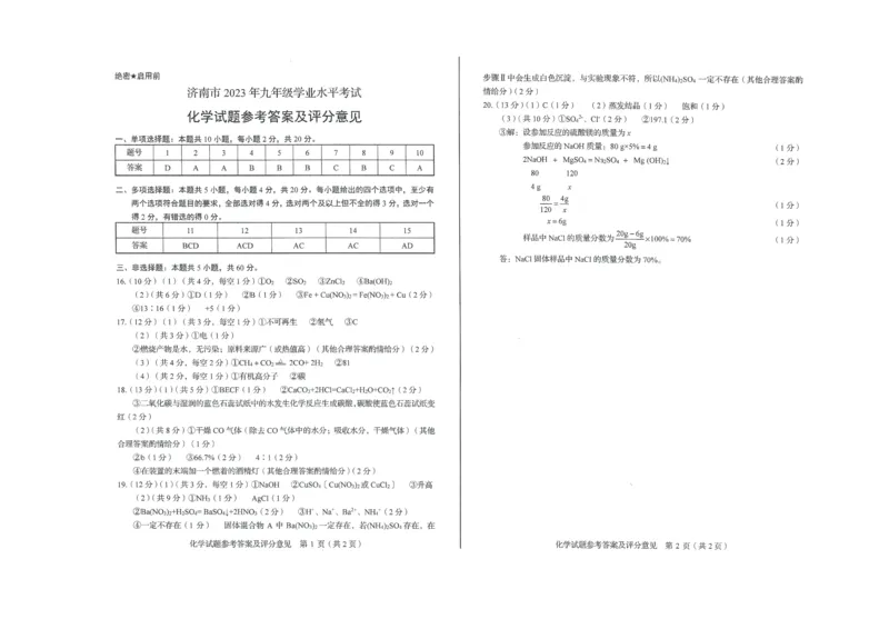 2023济南化学试卷+答案(PDF版)_山东历年中考真题_山东省历年中考真题2013~2024_初中化学历年真题（2013-2024）