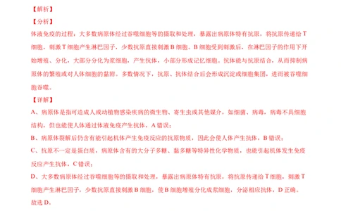 专题16免疫调节-2020年高考真题和模拟题生物分项汇编（教师版含解析）_新高考复习资料_2022年新高考复习资料_2022年一轮复习最新版_1.2022年高考生物一轮复习全国通用版
