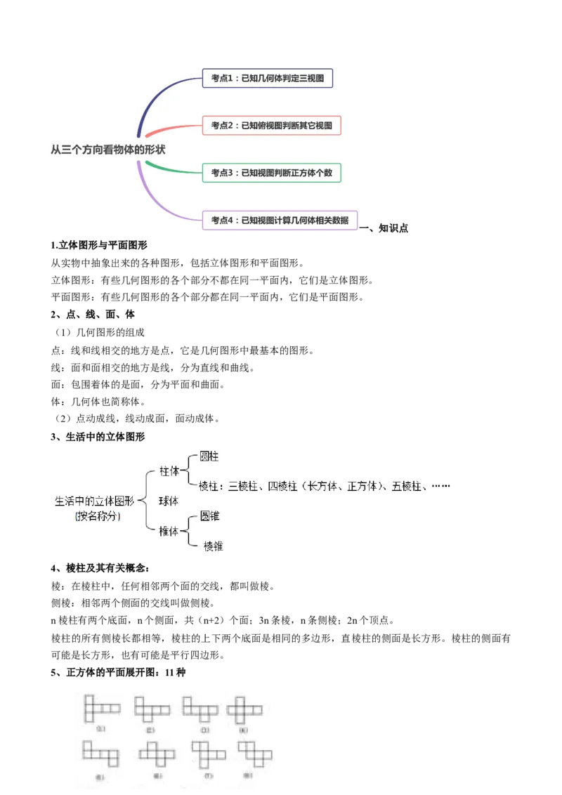 4.1几何图形讲练（原卷版）（人教版）_初中全科电子版试卷练习试题_数学_7上初中人教版数学练习、试卷24新版已更新_人教数学七年级上课时练习（109份）