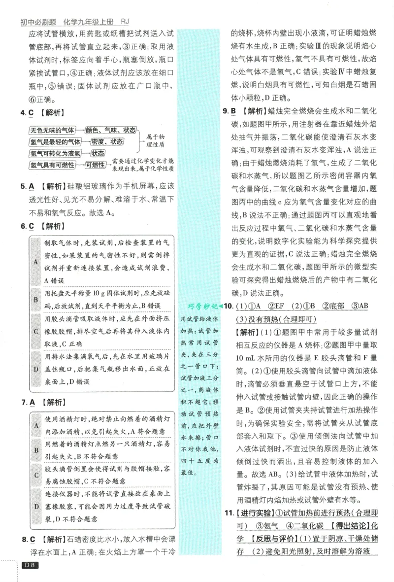 2025版《初中必刷题》化学RJ9上-批注式详答与解析_初中全科电子版试卷练习试题_25初中必刷题_2025版《初中必刷题》化学RJ9上