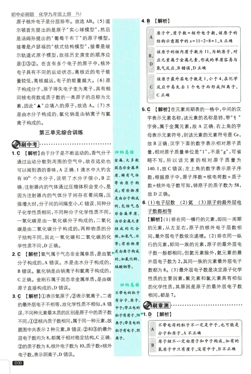 2025版《初中必刷题》化学RJ9上-批注式详答与解析_初中全科电子版试卷练习试题_25初中必刷题_2025版《初中必刷题》化学RJ9上