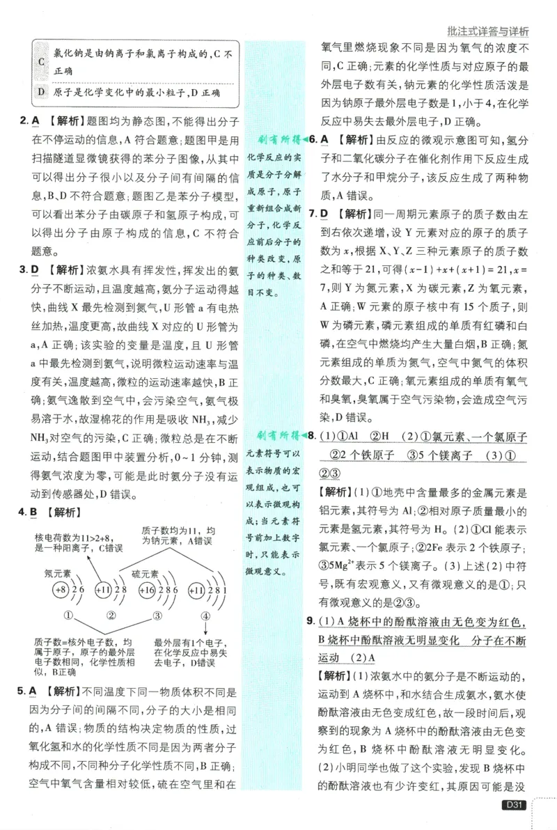 2025版《初中必刷题》化学RJ9上-批注式详答与解析_初中全科电子版试卷练习试题_25初中必刷题_2025版《初中必刷题》化学RJ9上