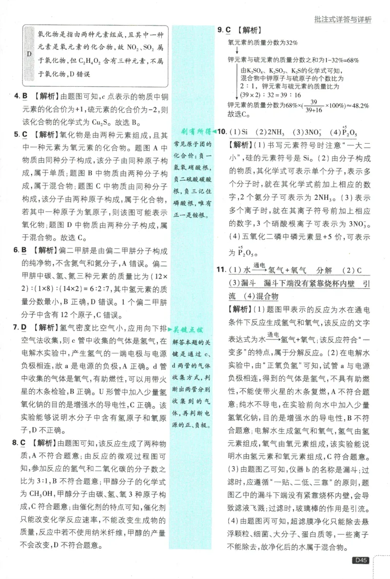 2025版《初中必刷题》化学RJ9上-批注式详答与解析_初中全科电子版试卷练习试题_25初中必刷题_2025版《初中必刷题》化学RJ9上