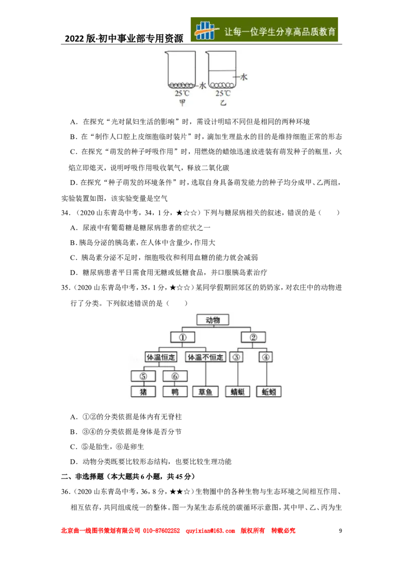 22生物&mdash;&mdash;山东省青岛市word版，含答案全解全析(1)_山东历年中考真题_山东省历年中考真题2013~2024_初中生物历年真题（2013-2024）