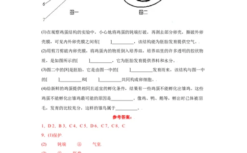 7.1.4鸟的生殖和发育（练习）-（人教版）（原卷版）_初中全科电子版试卷练习试题_生物_生物8下练习_人教生物8年级下课时练习51份