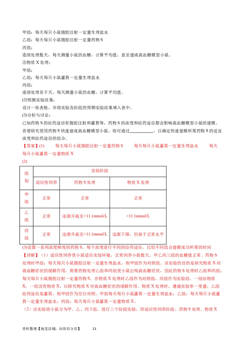 专题15体液调节-学易金卷：五年（2019-2023）高考生物真题分项汇编（全国通用）（解析版）_通用版（老高考）复习资料_2024年复习资料