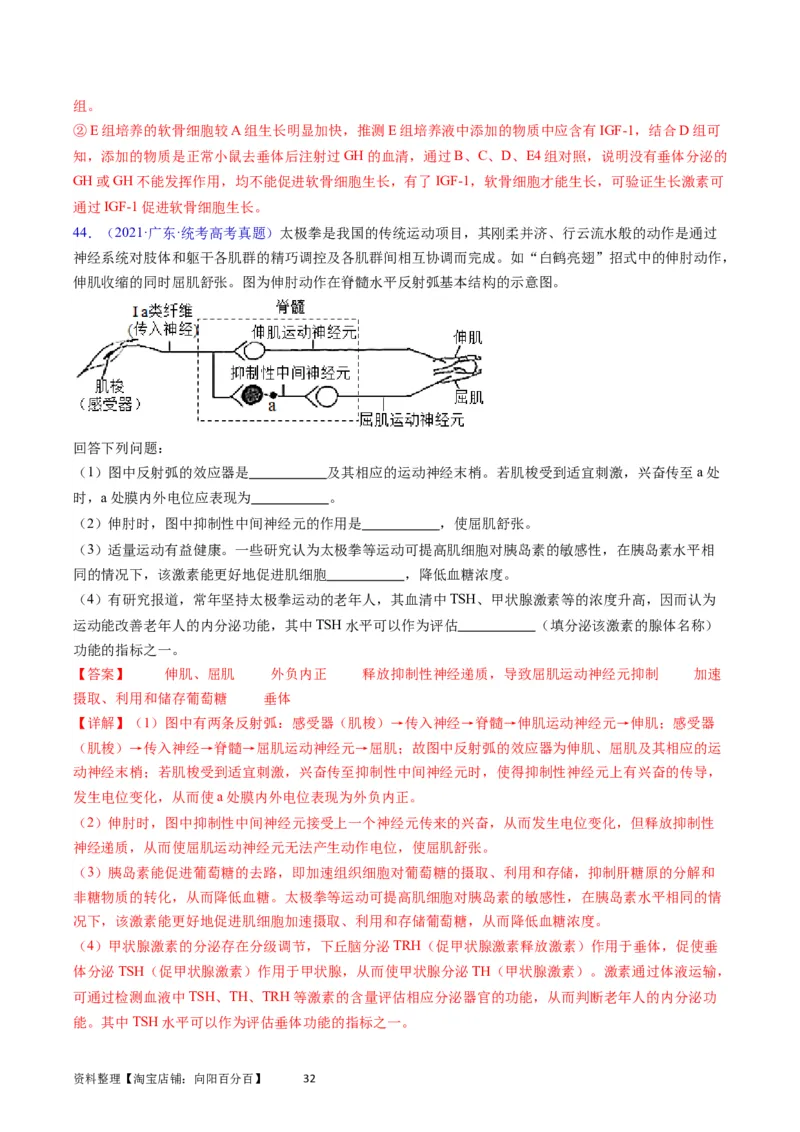 专题15体液调节-学易金卷：五年（2019-2023）高考生物真题分项汇编（全国通用）（解析版）_通用版（老高考）复习资料_2024年复习资料