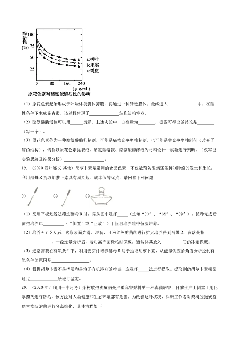 专题18生物技术实践-2021年高考真题和模拟题生物分项汇编（原卷版）_新高考复习资料_2022年新高考复习资料_2021年高考真题和模拟题生物分项汇编7.30更新