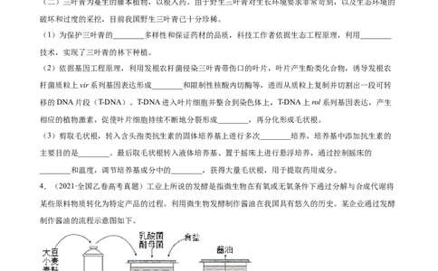 专题18生物技术实践-2021年高考真题和模拟题生物分项汇编（原卷版）_新高考复习资料_2022年新高考复习资料_2021年高考真题和模拟题生物分项汇编7.30更新