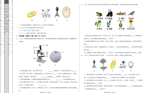 七年级生物期末模拟卷（考试版A3）测试范围：人教版2024全册（全国通用）_初中全科电子版试卷练习试题_生物_生物人教版7上练习&mdash;24新版已更新