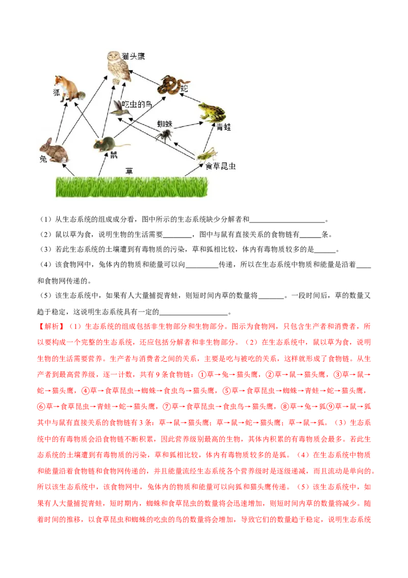 七年级上册人教版期中测试01（解析版）_初中全科电子版试卷练习试题_生物_生物人教版7上练习&mdash;24新版已更新_人教生物7年级上期中试卷07份