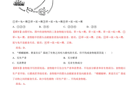 七年级上册人教版期中测试01（解析版）_初中全科电子版试卷练习试题_生物_生物人教版7上练习&mdash;24新版已更新_人教生物7年级上期中试卷07份