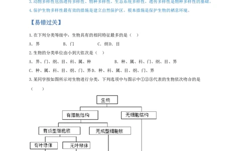 专题05生物多样性及其保护-（人教版）（原卷版）_初中全科电子版试卷练习试题_生物_生物8上练习_人教生物8年级上专项练习23份_第1套八年级生物上册专项（人教版）09份