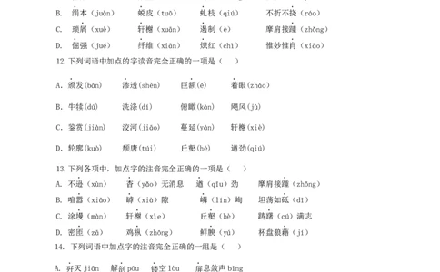 专题01：字音-八年级语文上学期期末专题复习（部编版）（学生版）_初中全科电子版试卷练习试题_语文_8上初中部编版语文练习、试卷_部编语文八年级上专项练习（020份）