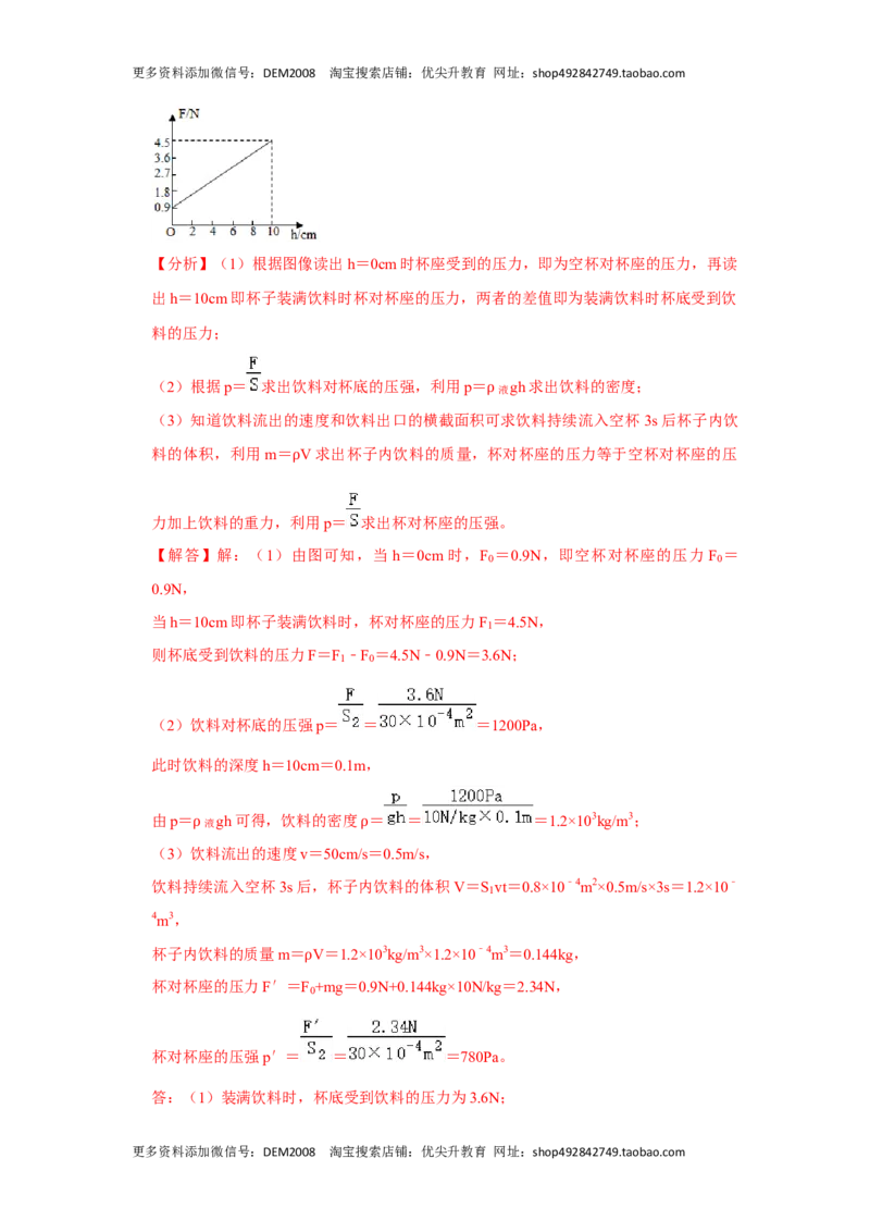 专题04利用公式法计算四种压强（解析版）_初中全科电子版试卷练习试题_物理_8年级下册物理试题_人教版物理八年级下专项练习（029份）