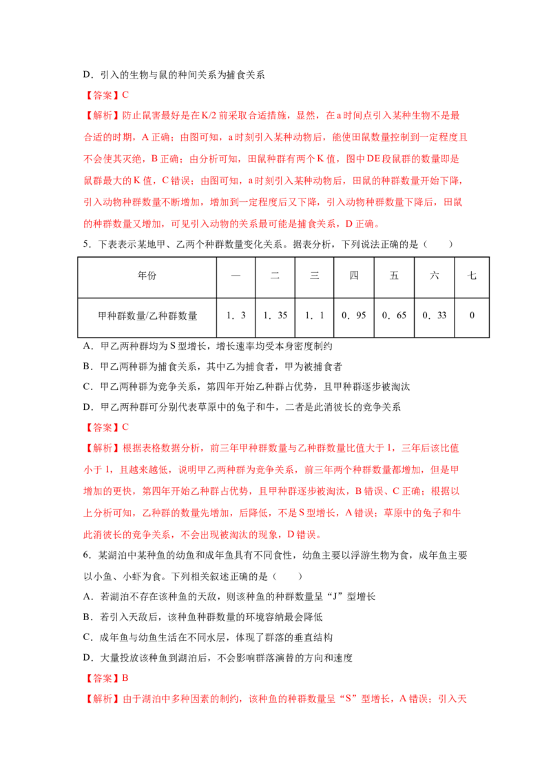 专题28群落的结构与演替（教师版）_新高考复习资料_2023年新高考复习资料_二轮复习_增分要点2023高考生物二轮复习专题解读和分层训练291073137_专题28群落的结构与演替