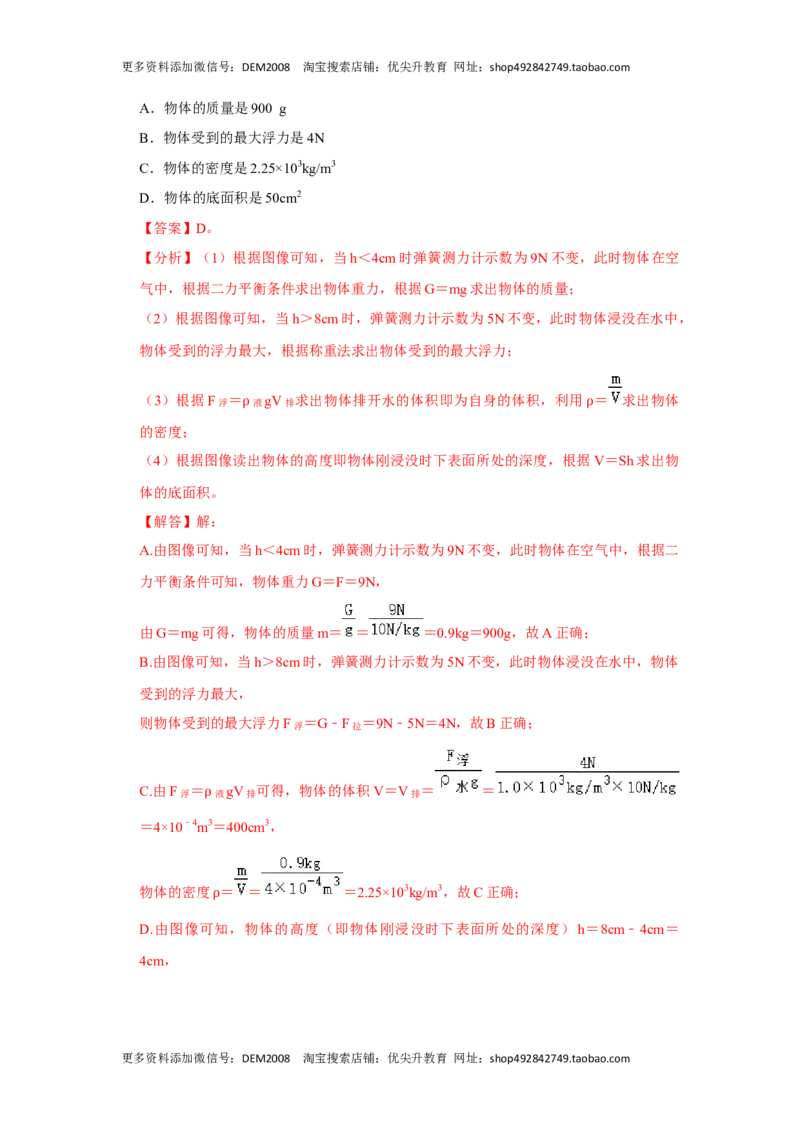 10.2阿基米德原理（解析版）_初中全科电子版试卷练习试题_物理_8年级下册物理试题_人教版物理八年级下课时练习（045份）_课时练习第1套20份