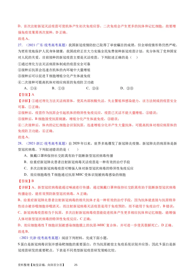 专题16免疫调节-学易金卷：五年（2019-2023）高考生物真题分项汇编（全国通用）（解析版）_通用版（老高考）复习资料_2024年复习资料