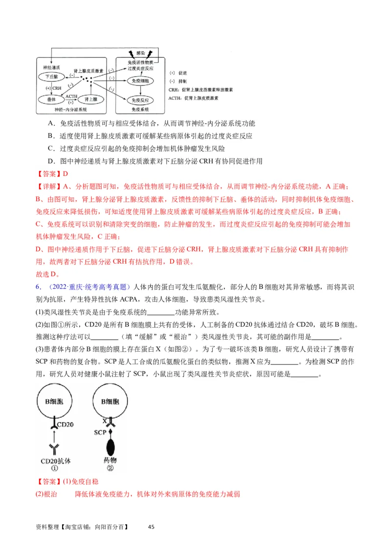 专题16免疫调节-学易金卷：五年（2019-2023）高考生物真题分项汇编（全国通用）（解析版）_通用版（老高考）复习资料_2024年复习资料