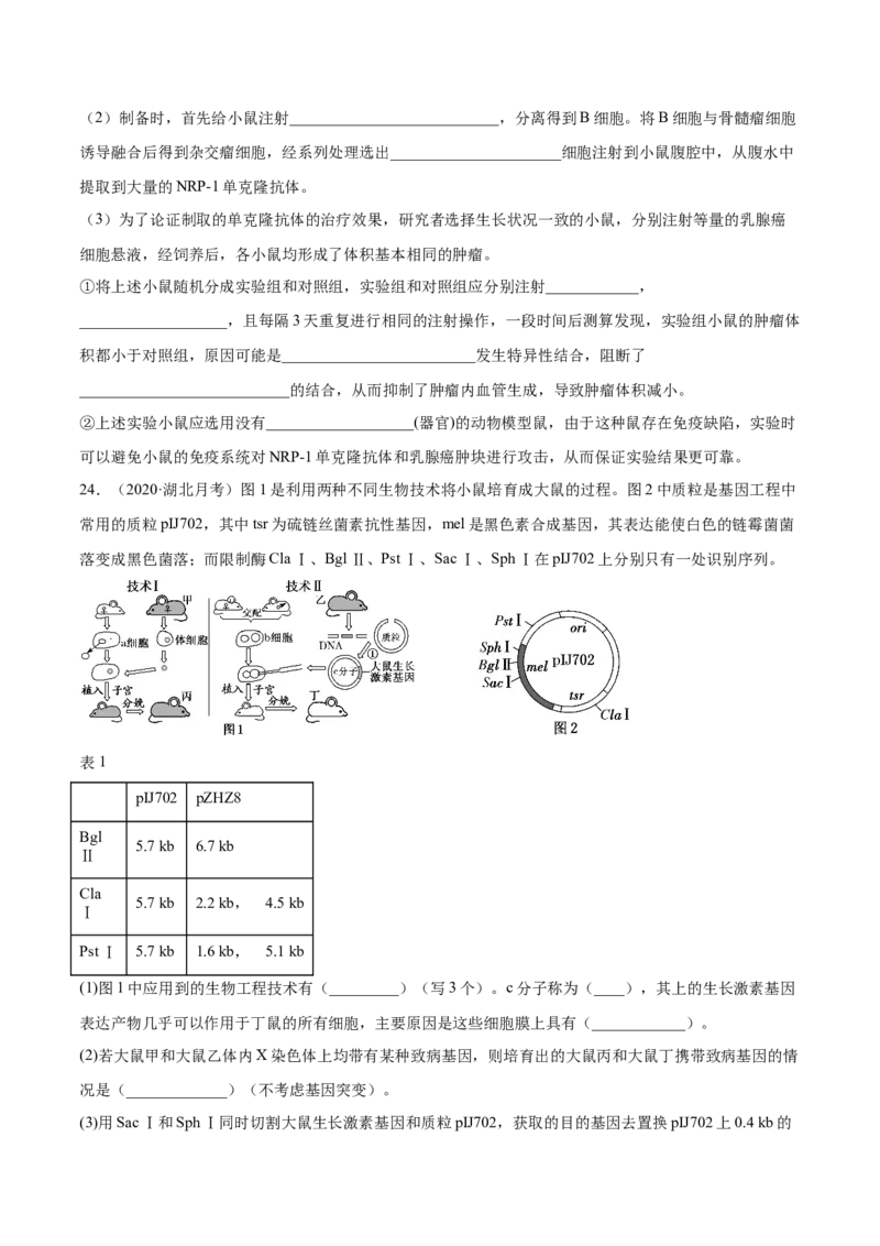 专题19现代生物科技专题-2021年高考真题和模拟题生物分项汇编（原卷版）_新高考复习资料_2022年新高考复习资料_2021年高考真题和模拟题生物分项汇编7.30更新