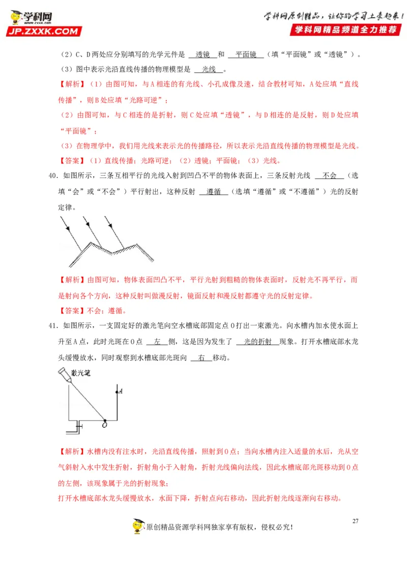 第4章光现象（解析版）_8、物理总复习_8.中考物理总复习_2022年中考复习资料_2022年中考物理一轮复习知识点梳理与针对性分层训练（人教版）265897621