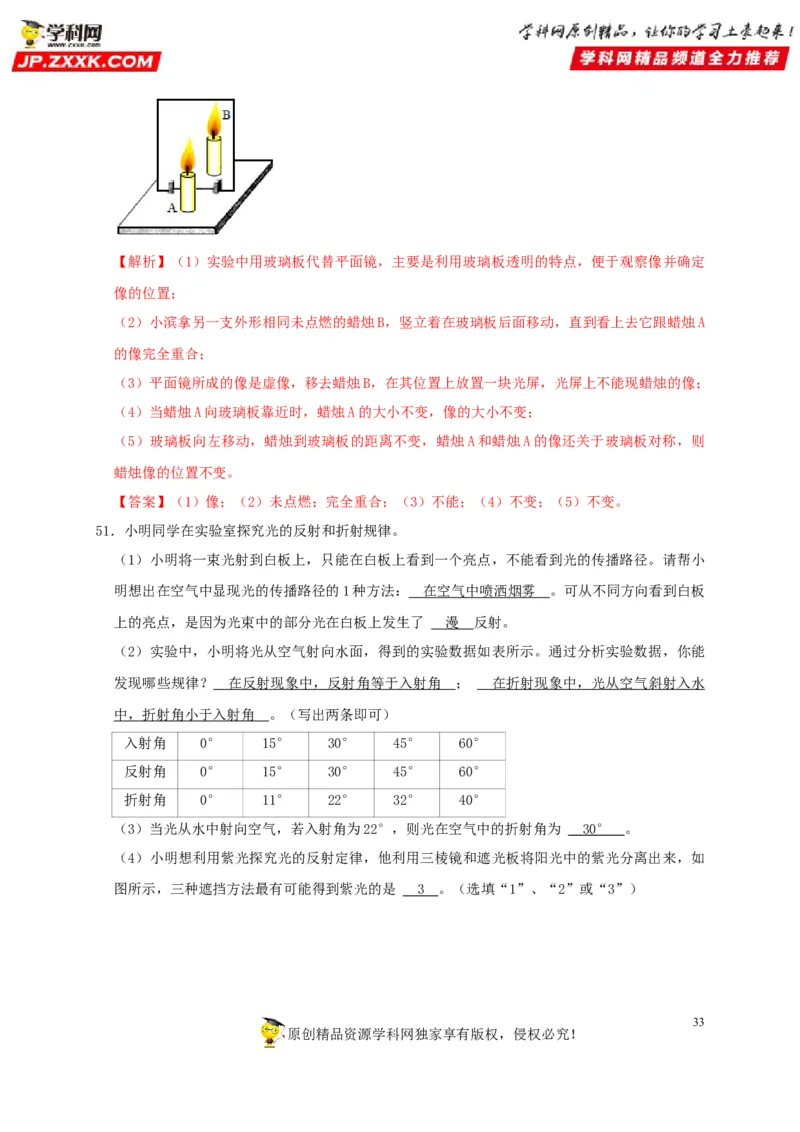 第4章光现象（解析版）_8、物理总复习_8.中考物理总复习_2022年中考复习资料_2022年中考物理一轮复习知识点梳理与针对性分层训练（人教版）265897621
