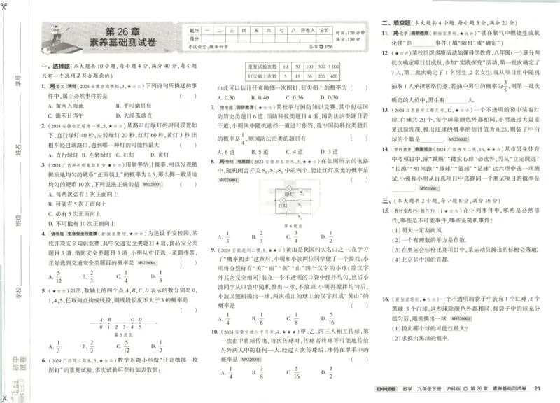 2025春53初中试卷数学沪科版9年级下册_初中全科电子版试卷练习试题_初中全科《53中考试卷》2025版（多版本）_2025春53初中试卷数学、物理沪科版89年级下册(1)
