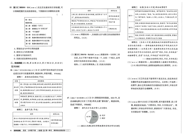 2025春53初中试卷历史人教版7年级下册_初中全科电子版试卷练习试题_初中全科《53中考试卷》2025版（多版本）_2025春53初中试卷7年级下册人教版(1)